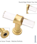 10 Pack T Shape Acrylic Cabinet Knobs With Gold Tone Zinc Alloy Bases For Dresser And Cupboards Clear Acrylic Pulls