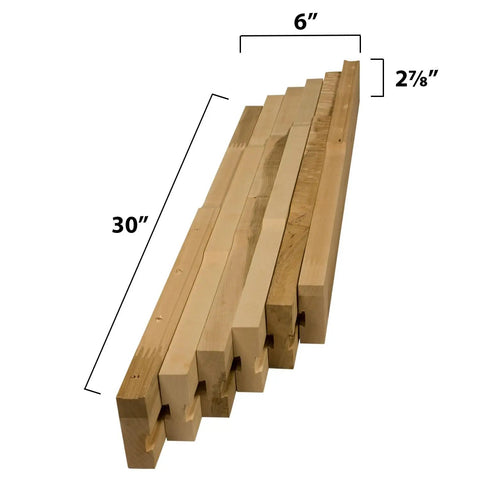 Premium Soft Maple Table Slide Set Offering Heavy Duty Extension Hardware For Four Leg Dining Tables, 30" long, 6" wide, 2.875" tall.