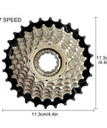 7-Speed Bicycle Freewheel 14-28T Sprocket Set Screw-On Replacement For Mountain And Road Bikes Brass Finish, Stainless Steel