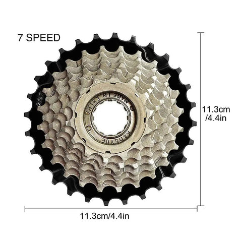 7-Speed Bicycle Freewheel 14-28T Sprocket Set Screw-On Replacement For Mountain And Road Bikes Brass Finish, Stainless Steel