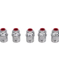 Tool Free Snap In Metal Clad Cable Connectors 3 8 Inch Fit Electrical Conduit shown in five pack, zinc die-cast construction.