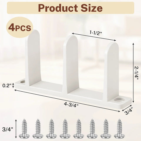 4 Pack Sliding Closet Door Floor Guides Universal White ABS Track Guides With Screws Fits One Three Eighths Inch Thick Doors