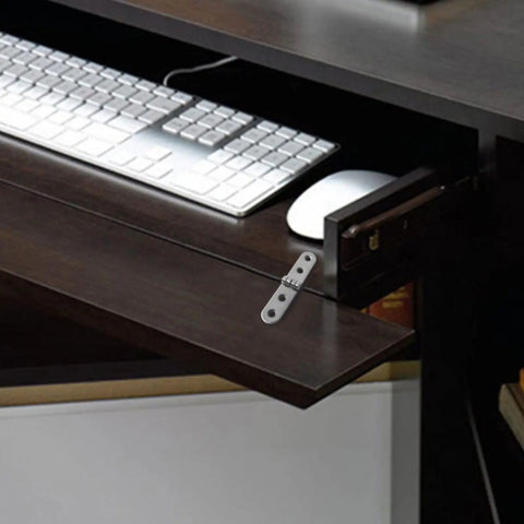 Foldable Cabinet Hinge 180 Degree Flap Screw On Iron Silent Hinge for desks shown in-use, heavy duty 76x15x2mm silver.