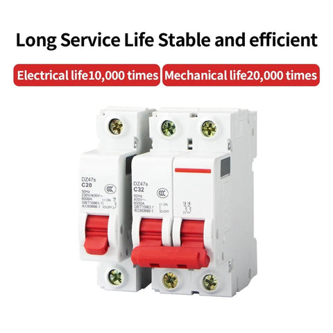 No Fuss 1P And 2P Din Rail Mcb Circuit Breaker Handling Overloads And Short Circuits Smoothly showing dual breakers rated 6A and 32A.