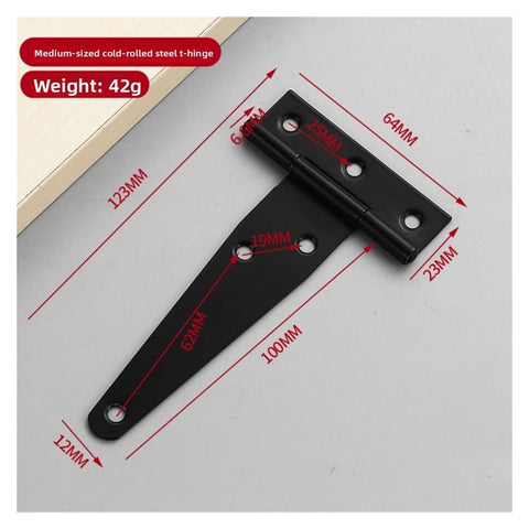 Beefy Heavy Duty Metal Door Hinges Set Ten Pack 3/4/6 Inch Gate Strap Hinges with Screws Rustproof T Shape on gray background