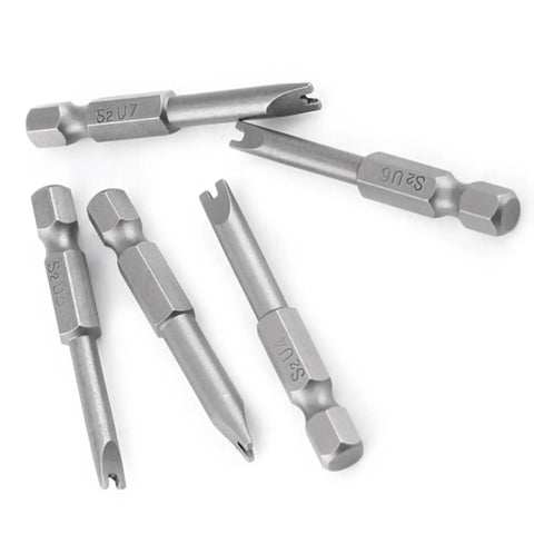 Heavy Duty 1/4 Inch Hex Shank Spanner Screwdriver Bits With Magnetic U Socket Heads U4 U5 U6 U7 U8 showing five durable S2 steel bits.