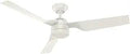 52 Inch Indoor Outdoor Ceiling Fan No Light With Wall Control, Damp Rated For Patio Porch Garage Or Living Room, 3 Blades, Fresh White