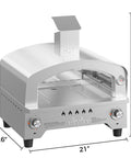 Portable Gas Pizza Oven With 15 Inch Stone, Stainless Steel Backyard Tailgate Ready Pizza Maker, Dual Side Burners 23K BTU