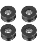 U Pulley Roller For Sliding Doors And Windows Track Systems U Shape Wheel With Slick Lubrication Durable 8x40x21mm Pulleys Replacement Drive Gear Heavy Duty Hardware Track Components Set Of 4, black metal rollers