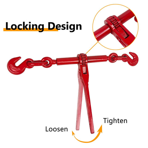 Heavy Duty Ratchet Binders Three Eighths To One Half Inch Four Pack Nine Thousand Two Hundred Fifteen Lbs Working Load G70 Hooks