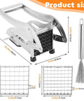 French fry cutter, stainless steel with dual blades, Amazon brand kitchen slicer for potatoes.