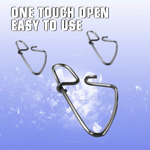 AMYSPORTS stainless steel fishing snap clips, 3-piece set, front view
