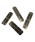 12 Piece Small Piano Hinges Set For Jewelry Boxes And Tiny Furniture, iron hinges with bronze finish, shown at different angles.