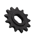 Upgraded 25H Chain 13T Motor Sprocket Master Link Replacement for Razor Dirt Rocket Bikes, front view of black steel sprocket