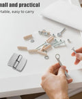 Concealed Stainless Steel Wall Mount Gate Hinges Two Pack For Heavy Duty Doors And Gates; parts and tools visible