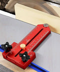 Ultimate Pro Grade Thin Rip Jig Guide for table saws, aluminum anodized, shown on saw table for precision cuts.