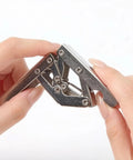 Hands holding Hidden Cabinet Door Hinges 90 Degree Invisible Folding Hinge 2-Pack Concealed Flush-Mount Hardware for smooth folding.