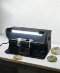 Heavy Duty Jewelry Polishing Machine 200W Bench Polisher With Variable Speed 0 to 8000 RPM displayed on workshop bench