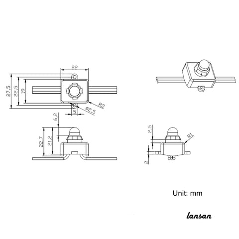 Technical drawing of WS2811 Individually Addressable RGB LED Pixel String 200 Pack components with dimensions