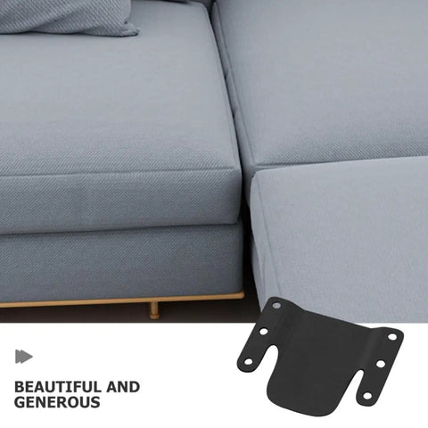 Beefy Heavy Duty Metal Sofa Connector Screws 4 Pack for sectional couches secure and stable sofa connections, iron connectors shown
