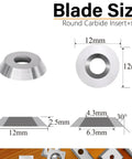12mm Round Carbide Cutters And Inserts For Woodworking Lathes, showcasing blade dimensions and 30 degree indexable head design.