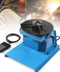 Heavy Duty Portable Welder Positioner No Sweat Rotary Turntable with 8 Inch 3 Jaw Chuck for light fabrication on a blue base.