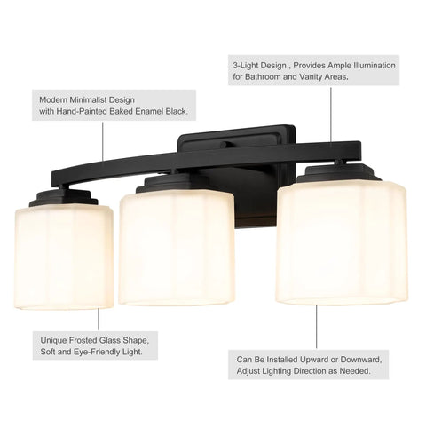 Industrial Dope 3 Light Vanity Wall Sconce With Etched Glass Shade In Dark Bronze Finish Modern Bathroom Lighting For Vanity Hallway Or Kitchen Up Or Down Mount 110 To 120V