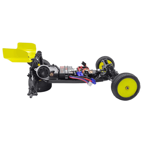 Side view of 1/16 Losi 2WD RC car chassis, showcasing Steel Spur Gear Upgrade For 1/16 Losi 2WD RC Cars 0.5M 48P 54T 55T
