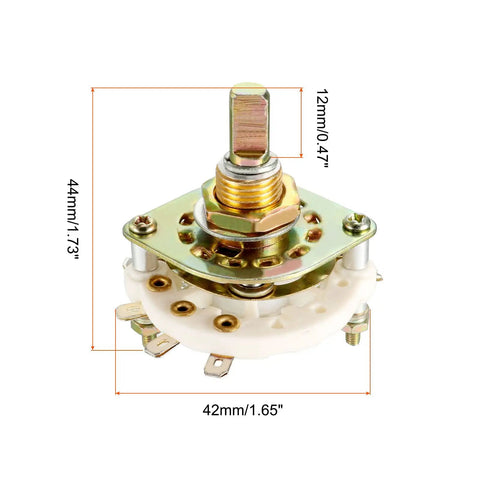Band Selector Rotary Switch With Knob 1 Pole 8 Throw 1 Deck For Radio, TV And Industrial Equipment Control Unit Durable Multi Pole Multi Throw Switch Great For DIY Projects And Home Theater Rigs. 42mm x 44mm, 12mm shaft
