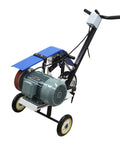 Heavy Duty Hand Push Belt Sander 75 To 82 Inch Flatbed Grinding Polishing Machine 220V showing motor and wheels for easy maneuverability.