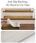 Non Slip Stair Treads For Wood Steps Indoor 15 Piece PVC Backed Yellow Stair Carpet Mats with easy install and close-up of backing