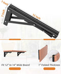 Beefy 12 Inch Foldable Shelf Brackets For DIY Tables And Shelves, Heavy Duty L Shaped Supports, dimensions and usage details