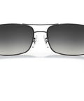 Front view of Rectangular Sunglasses RB3445 Dope Matte Black Frames and Light Grey Gradient Lenses, lightweight metal design.