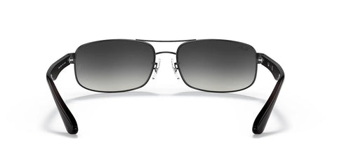 Front view of Rectangular Sunglasses RB3445 Dope Matte Black Frames and Light Grey Gradient Lenses, lightweight metal design.