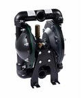 Air Operated Diaphragm Pump Dual Diaphragm Aluminum Alloy 35 GPM At 100 PSI Industrial Pump, front view of black model