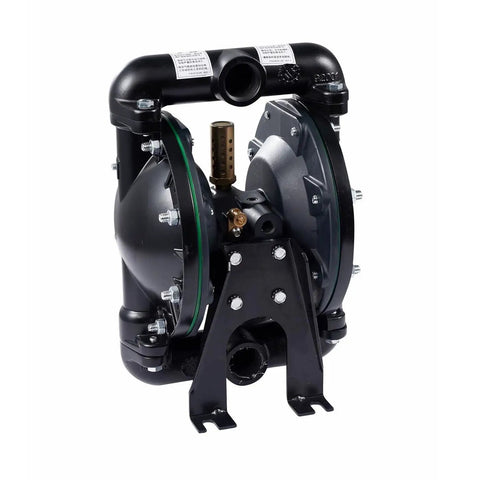 Air Operated Diaphragm Pump Dual Diaphragm Aluminum Alloy 35 GPM At 100 PSI Industrial Pump, front view of black model