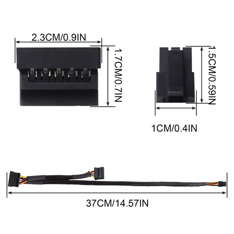 Mini ATX 6 Pin To SATA 15 Pin Power Conversion Cable 45cm And 15cm For SATA HDD SSD And Optical Drive Expansion Compatible With CT1250 ECT1205 ECT1250 QCT1250 QCS1250 Cases, black braided cable set with 37cm length