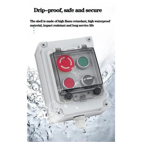 Emergency Stop Push Button Box IP65 22mm Momentary Red Green Start Stop Buttons And Selector Switch Integrated Control Station