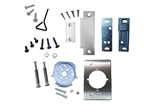 Mounting hardware for 32 Inch Panic Bar Exit Device With Exterior Lever Lock ANSI Grade 1 UL Listed Cut-To-Size For 30 To 36 Inch Doors Aluminum