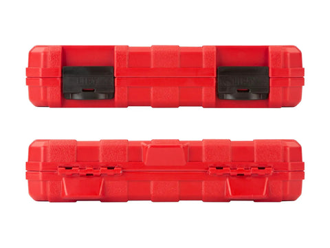 Red carrying case for 1/2 Inch Drive Deep Impact Lug Nut Socket Set With Case Beefy Nine Piece Inch And Metric Deep Sockets