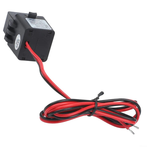 Slick Split Core Current Transformer Clamp With Dead Simple Live Wire Hookup And Bang On Point Five Accuracy, black body with red and black wires.