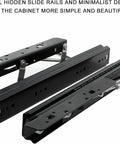 Heavy Duty Dining Table Extension Slides Deliver Smooth As Butter Roll With Triple Ball Bearings And Rust Resistant Steel Build, close-up of rail set.