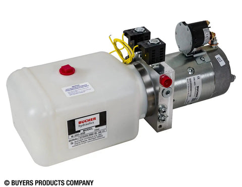 4-Way DC Hydraulic Power Unit With 12V Motor And Built-In Pump For Trucks And Trailers, Compact 0.75 Gallon Poly Reservoir