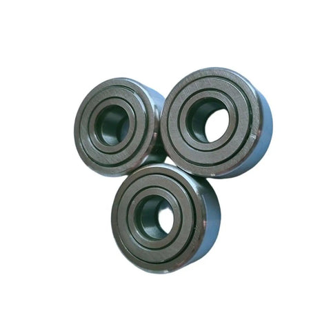 Premium Beefy NATR15PP Needle Roller Bearings With Steel Retainer Set Designed For Quick Lathe Repairs And Bulletproof Heavy Duty Machine Shop Operations Today, three bearings displayed.