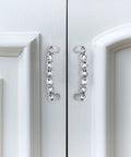 Two 96mm Crystal Glass Cabinet Pulls For Kitchen Drawers Cupboards And Wardrobes With Zinc Alloy Construction And 7K Crystal Accents
