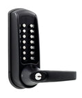 Heavy Duty Gate Lock Kit With CL610 Keyless Entry And Marine Grade Finish, black code entry keypad with lever handle.