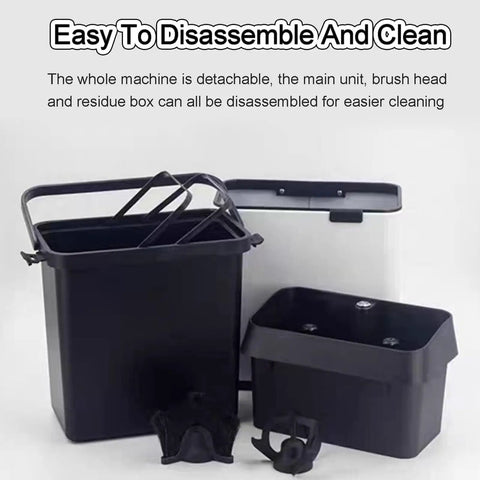Premium Top Shelf Automatic Electric Knock Box parts including detachable brush and waste containers for easy cleaning.