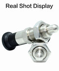Top Shelf M8 Self Locking Indexing Pin With Spring Loaded Latch Bolt, dead simple install, showcasing 304 stainless steel and aluminum.