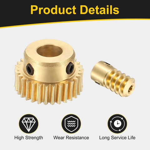 Beefed Up Worm Gear Set With 30 Tooth Brass Gear And Brass Worm 0.5 Module 1 To 30 Reduction Right Rotation Drive Gear Box Wheel
