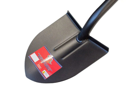 Round Point Heavy Duty Shovel With Fiberglass Long Handle For Gardening And Landscaping, Rugged Steel Build, Square And Flat Head, USA Made